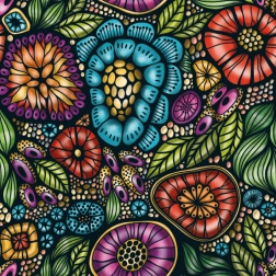 Curiosi Q Life négyzet alakú puzzle színes virágokkal, 72 darab