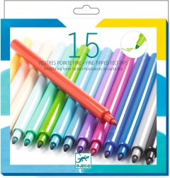 Djeco vékony hegyű filctollak, 15 db