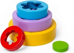 Bigjigs Toys virágos rakosgató torony FSC fából