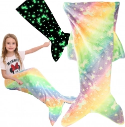 Szivárványos, világító sellőfark alakú takaró gyerekeknek