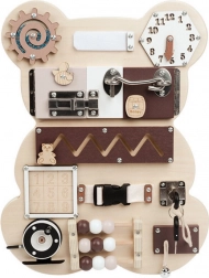 Fa manipulatív és szenzoros tábla Mackó