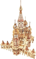 Woodcraft fa 3D puzzle – Vaszilij Boldog temploma – natúr