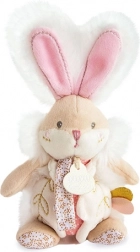 Doudou nyuszi csörgővel és cumitartóval, 21 cm – Rózsaszín