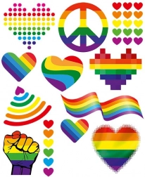 Nagy ív szivárványos vasalható matricákkal