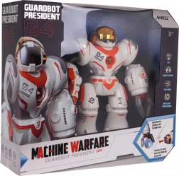 Multifunkciós fehér és narancssárga távirányítóval vezérelhető robot