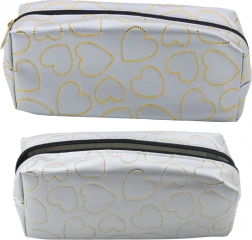 Ezüst iskolai tolltartó arany szívekkel