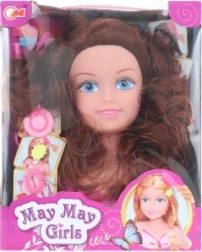 Barna frizurakészítő baba fej kiegészítőkkel gyermek frizurákhoz