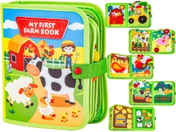 Vidám farmás filc foglalkoztató könyv ablakokkal és tépőzáras elemekkel
