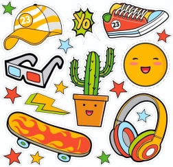 YO vasalható matricák – kis ív nyári motívumokkal