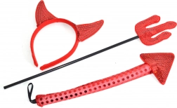 ördögi karneváli szett fülekkel, farokkal és háromágú szigony