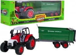 Fém traktor levehető pótkocsival és lendkerekes hajtással