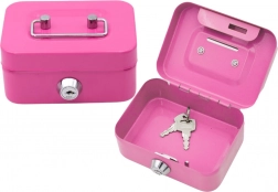 Fém persely zárral – rózsaszín, 2 kulccsal