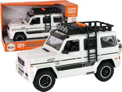 Fehér akkumulátoros terepjáró fényekkel és hangokkal