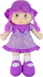 Ölelgetnivaló textilbaba, lila, csíkos, 50 cm