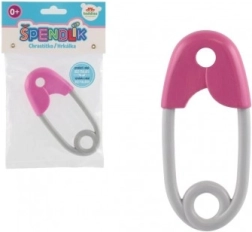 Műanyag csörgős biztosítótű babáknak 12 cm rózsaszürke