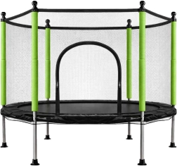 Gyermektrambulin hálóval és labdákkal, 140 cm, zöld