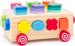 Fa játék kocsi 3 az 1-ben forma bedobóval és kockákkal