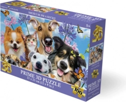 3D puzzle mosolygó kutyák és macskák 100 darab