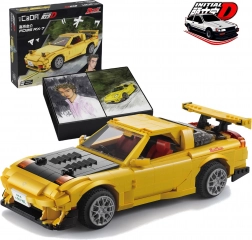 CaDA Mazda RX-7 FD3S Initial D építőkészlet – sárga városi autó 35 cm, 1655 elem