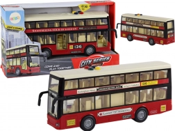 Városi piros emeletes busz világítással és hanggal 1:16