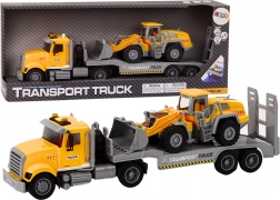 Sárga teherautó markolóval, fényekkel és hangokkal