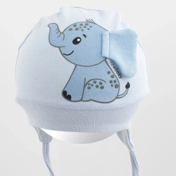 Pamut csecsemő sapka New Baby Happy Elephant kék