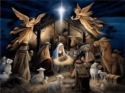 Gyémántszemes festés Szent éj Betlehemben 30 × 40 cm