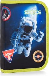 Egyszintes tolltartó 2 füllel, üres, űr témájú