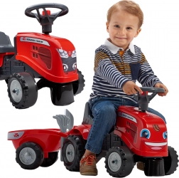 FALK BABY MASSEY FERGUSON gyerek traktor utánfutóval és kiegészítőkkel, piros