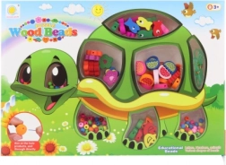 Fa gyöngyök – teknős mintával – fűzőkészlet