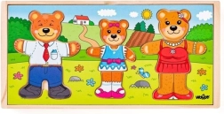 Medvegecsalád fa ruhásszekrénye berakós puzzle-darabokkal – 54 darab
