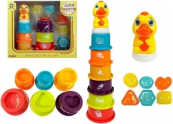 Oktatási piramis gyermekeknek bögrékkel és kiskacsával