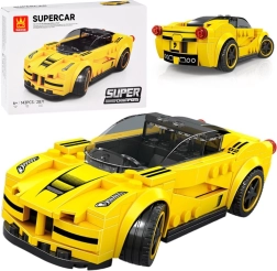 Technikai építőkészlet sportautó sárga, 143 darab matricákkal