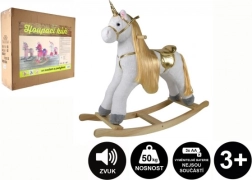 Hintázó plüss unikornis hanggal és mozgással, teherbírás 50 kg