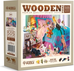 WOODEN CITY Fából készült puzzle Pajkos kölyökkutyák 505 darab