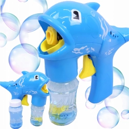 Delfin alakú buborékfújó pisztoly tartállyal és 2 utántöltővel