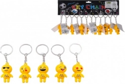 Kulcstartó mosolygós függő, fém/műanyag, 9 cm