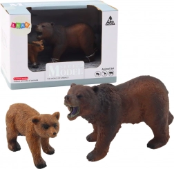 Két barna medve bábukészlet kölyökkel