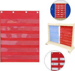 MASTERKIDZ textil zsebes panel kártyákhoz, piros