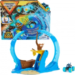 Monster Jam Megalodon Loop of Doom kaszkadőr pálya kilövővel és 1:64-es autóval