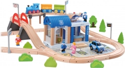 Fa vasút rendőrállomással és híddal