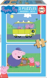 Educa fából készült puzzle Peppa Malac 2x9 darab