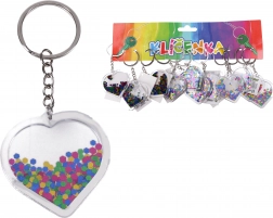 Csillámos akril kulcstartó – szív