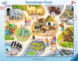 RAVENSBURGER Puzzle Első számolás 5-ig az Állatkertben, 17 darab