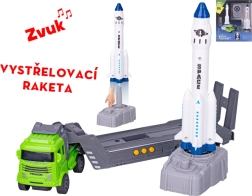 Tehetetlenségi meghajtású teherautó rakétával és kilövővel, hangokkal