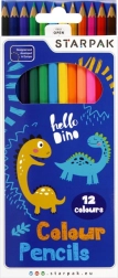 Dinoszauruszos ceruzák, 12 színű készlet
