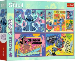 Puzzle 4×250 darabos Lilo & Stitch