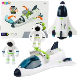 űrhajó űrhajósokkal és járművel, fényekkel és hangokkal