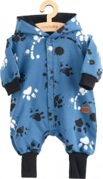 Újszülött pamut overál kapucnival és fülecskékkel New Baby kék