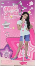 Lány mikrofon állvánnyal és MP3 csatlakozással